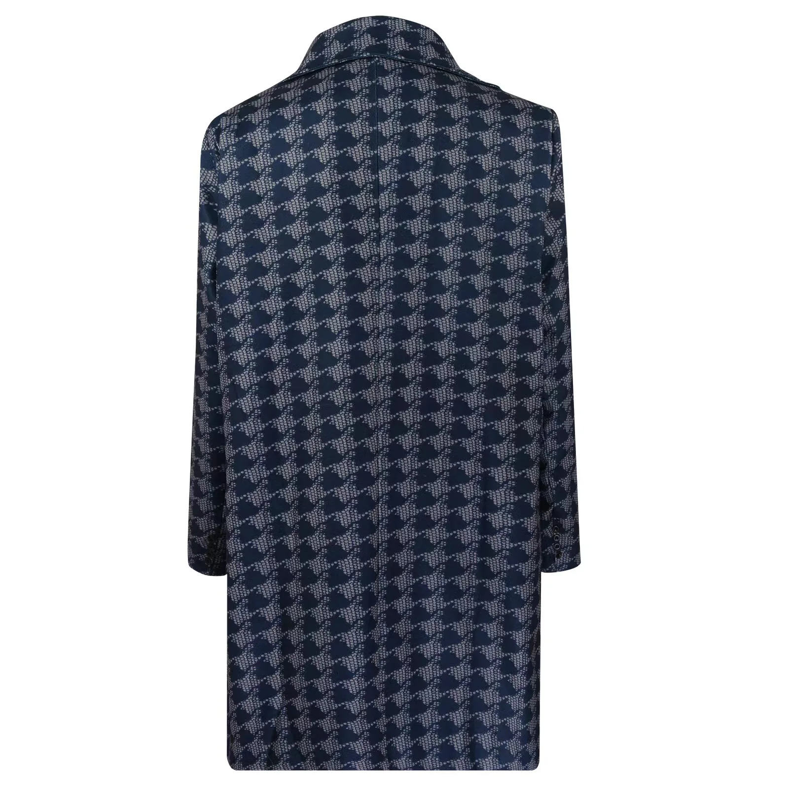 Autumn Winter New Casual Long Single-breasted Jacket Retro Houndstooth Print Wool Cardigan Overcoat Men Fashion Men Trench Coat thumbnail 6