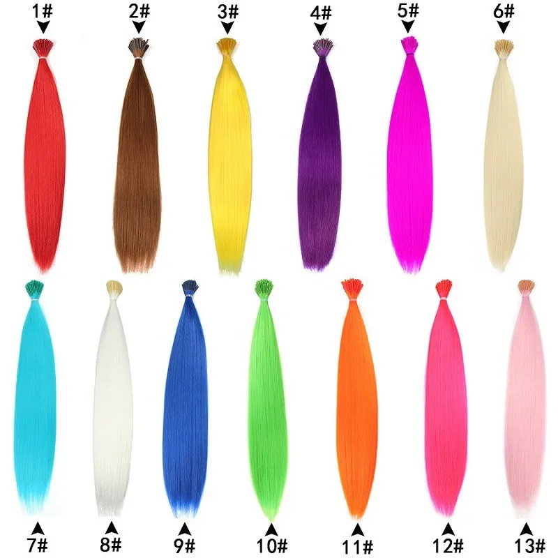 H&STAR 16Inch Synthetic 10pcs/pack Fake Hair Pieces Extensions Cord Rainbow  Hair Accessories For Wome festival thumbnail 2