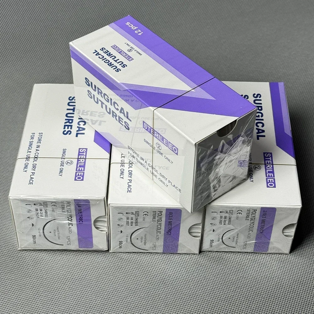 12 Pcs Absorbable Suture Thread Special For Pet PGA Sutures With Needle Polyglycolic Acid Sterile Animal use 90cm thumbnail 6
