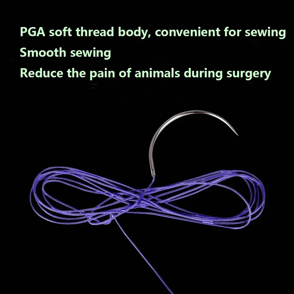 12 Pcs Absorbable Suture Thread Special For Pet PGA Sutures With Needle Polyglycolic Acid Sterile Animal use 90cm thumbnail 3