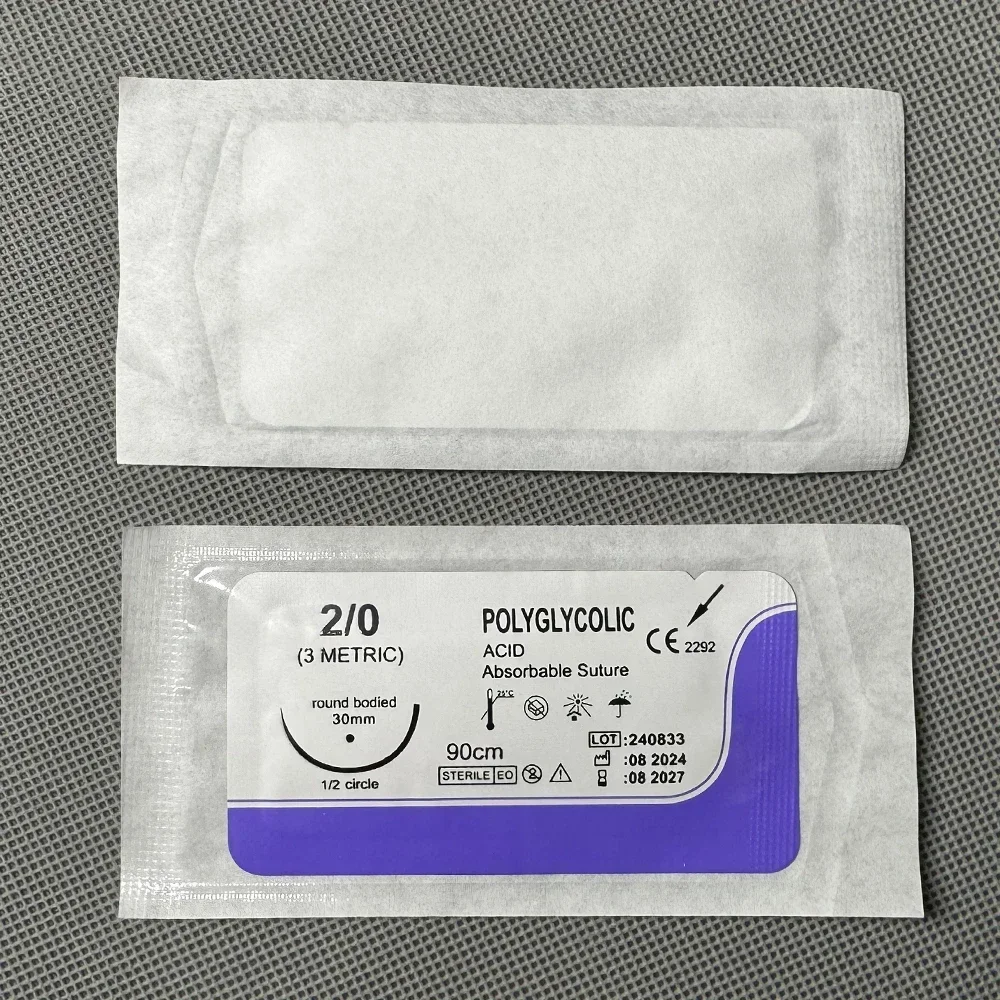12 Pcs Absorbable Suture Thread Special For Pet PGA Sutures With Needle Polyglycolic Acid Sterile Animal use 90cm thumbnail 4