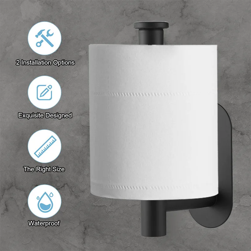 Adhesive Toilet Paper Holder Stainless Steel Tissue Hanger Waterproof Toilet Paper Stand Bathroom Accessories Paper Towels Hold thumbnail 4
