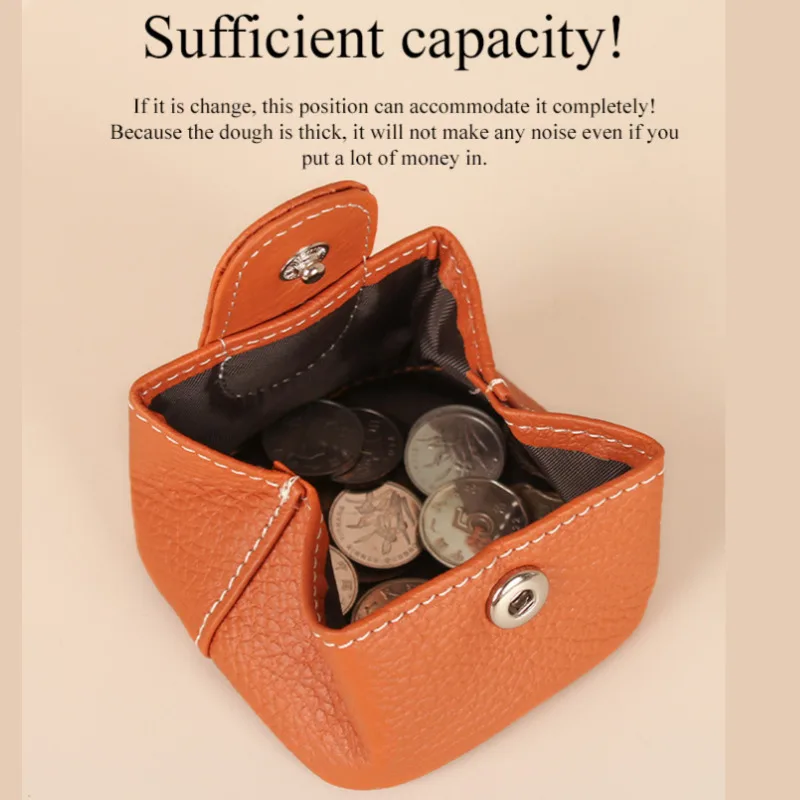 Genuine leather coin purse head layer cowhide mini small wallet organizer key cross-border ladies compact cowhide money clip thumbnail 5