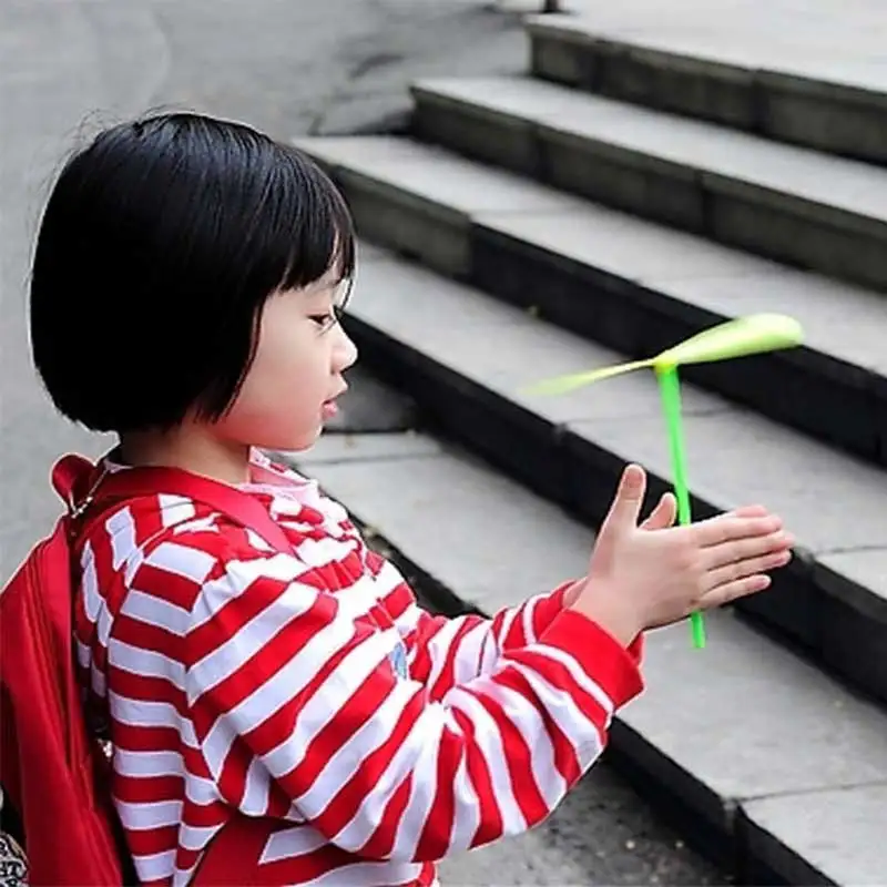 5/30Pcs Plastic Bamboo Dragonfly Shape Hand Push Flying Propeller Outdoor Sports Toy Gift Rotating Flying Arrow Outdoor Games thumbnail 2