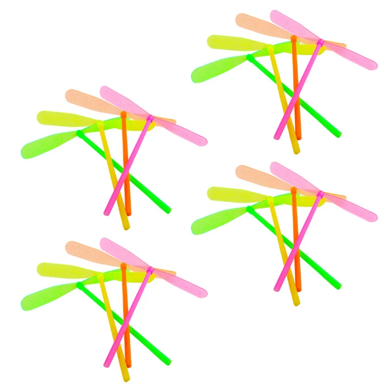 5/30Pcs Plastic Bamboo Dragonfly Shape Hand Push Flying Propeller Outdoor Sports Toy Gift Rotating Flying Arrow Outdoor Games thumbnail 6