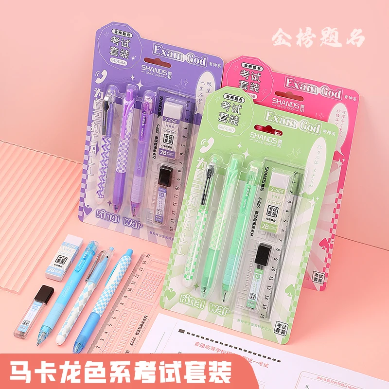 6pcs Each, Exam Stationery Set For Students, Includes 2B Pencil, Eraser, Ruler, Gel Pens,Designed for  Exams,School Supplies thumbnail 2