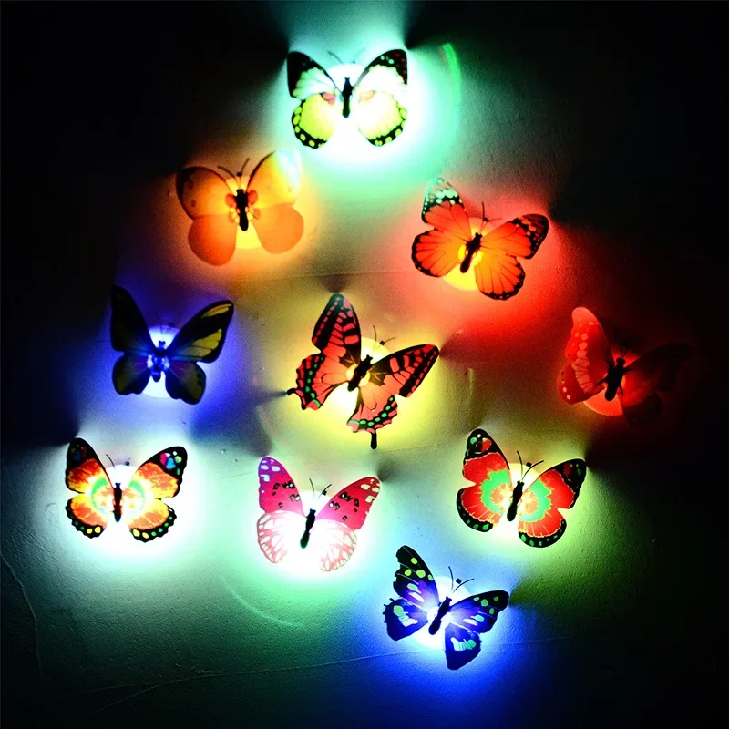 1-10pcsNovelty DIY LED Colorful Butterfly Night Light Fridge Party Wedding Living Room Bedroom Refrigerator Home LED Decor Light thumbnail 3