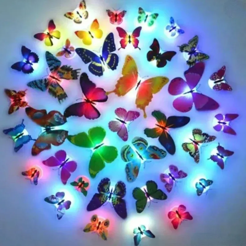 1-10pcsNovelty DIY LED Colorful Butterfly Night Light Fridge Party Wedding Living Room Bedroom Refrigerator Home LED Decor Light thumbnail 2