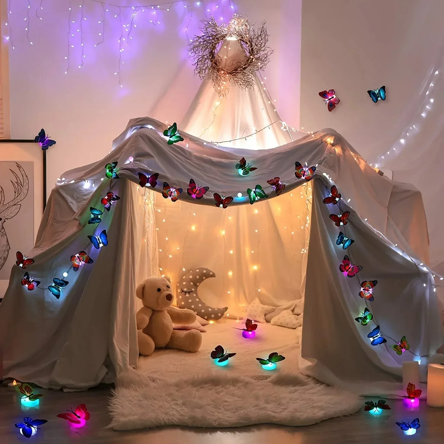 1-10pcsNovelty DIY LED Colorful Butterfly Night Light Fridge Party Wedding Living Room Bedroom Refrigerator Home LED Decor Light thumbnail 5