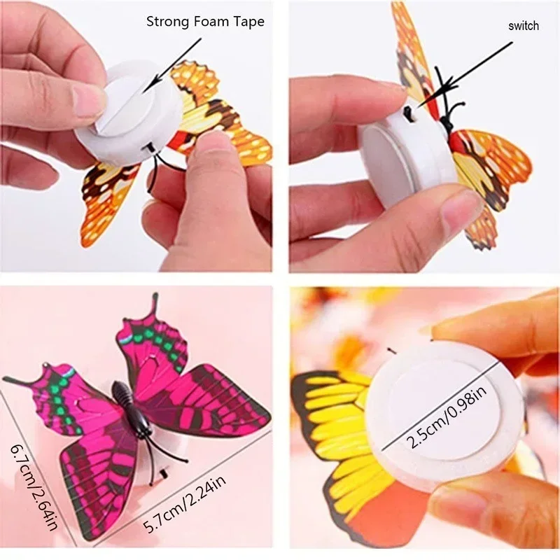 1-10pcsNovelty DIY LED Colorful Butterfly Night Light Fridge Party Wedding Living Room Bedroom Refrigerator Home LED Decor Light thumbnail 6