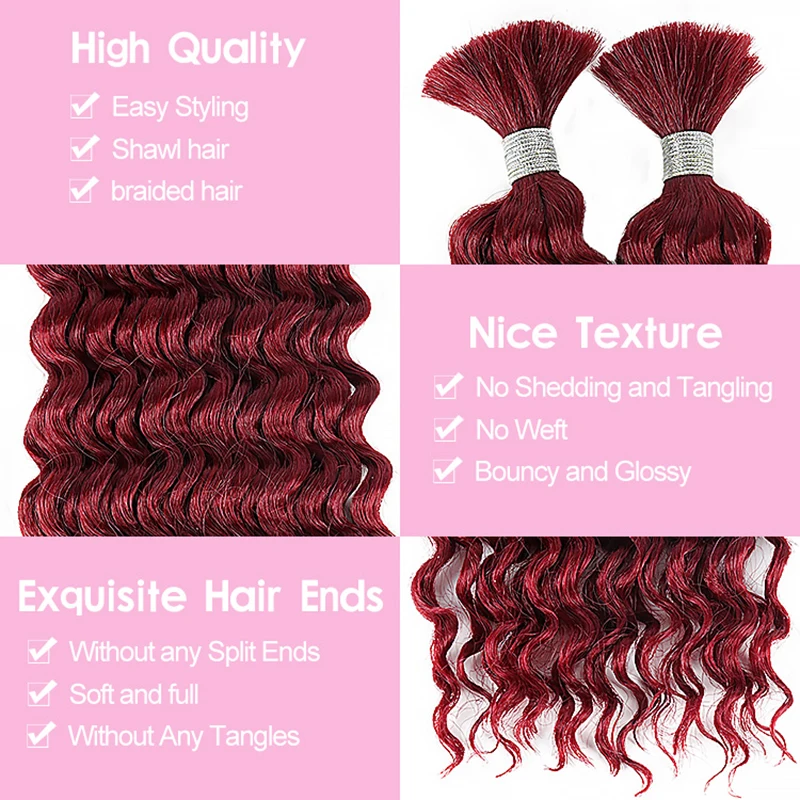 Julianna Deep Wave Synthetic Hair Bulk For Braiding Hair 20Inch Hair Bundles No Weft Natural Black Hair Extensions Wholesale thumbnail 2