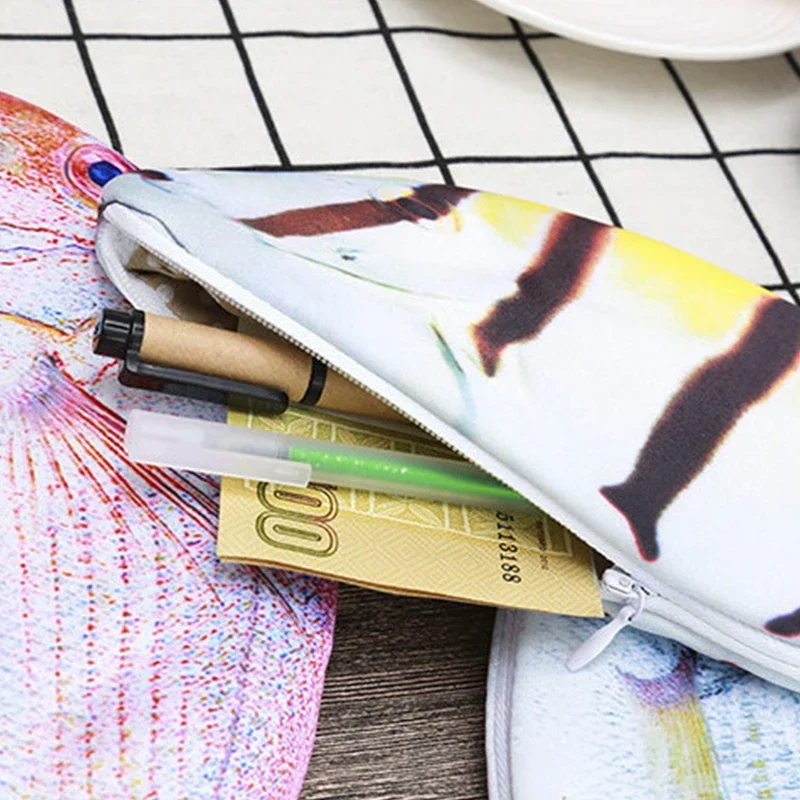 Cute Simulation Fish Pencil Case Kawaii Cartoon Zipper Pencil Box Large Capacity Portable Storage Bag Stationery Holder Pen Bags thumbnail 5