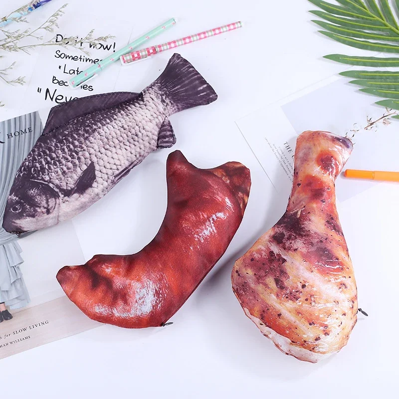 Cute Simulation Fish Pencil Case Kawaii Cartoon Zipper Pencil Box Large Capacity Portable Storage Bag Stationery Holder Pen Bags thumbnail 2