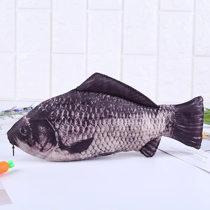 Cute Simulation Fish Pencil Case Kawaii Cartoon Zipper Pencil Box Large Capacity Portable Storage Bag Stationery Holder Pen Bags thumbnail 3