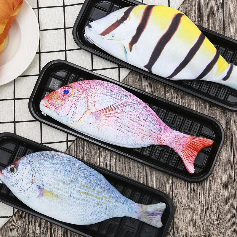 Cute Simulation Fish Pencil Case Kawaii Cartoon Zipper Pencil Box Large Capacity Portable Storage Bag Stationery Holder Pen Bags thumbnail 6