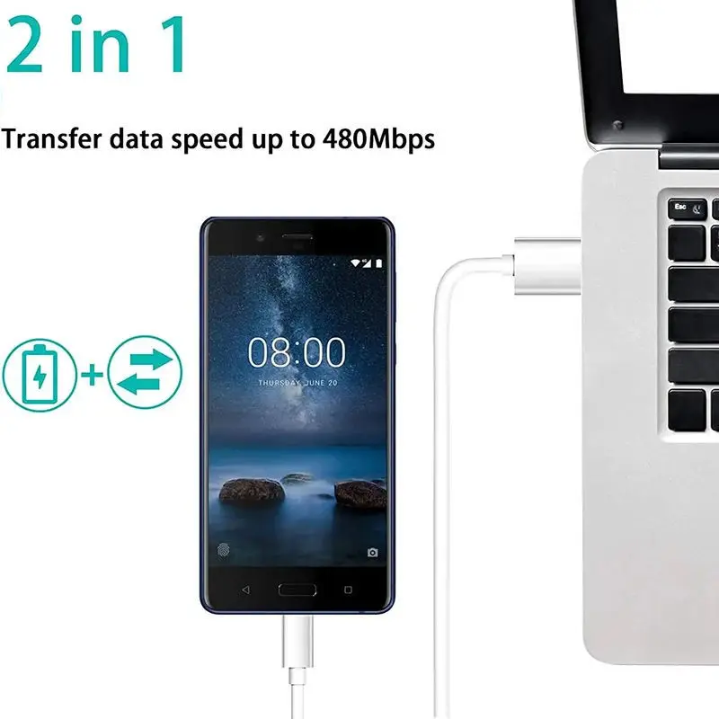 10-50PCS 2A TPE USB A Type C Fast Charging Data Cables For Samsung Galaxy S8 Huawei Xiaomi LG Mobile Phone USB-C Quick Cord 2m thumbnail 2