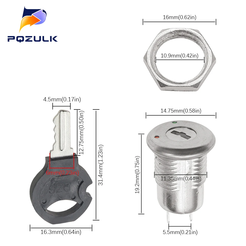 2PCS 2 Wires Ignition Switch with 2 Keys On-Off Lock for Electrical Scooter ATV Pocket Bikes Motorcycle Motorbike ATV Quad Bike thumbnail 6