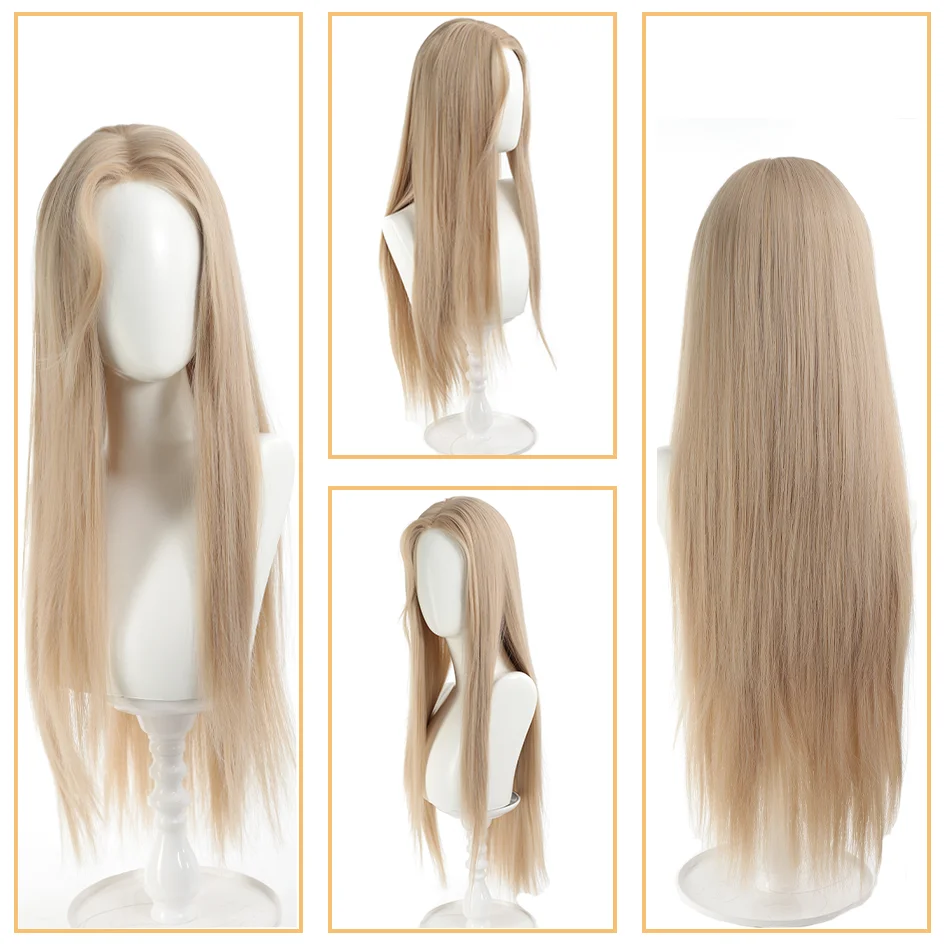 Synthetic wig linen long straight hair with bangs long curly hair ponytail extensions dirty braids Halloween Christmas gifts thumbnail 4