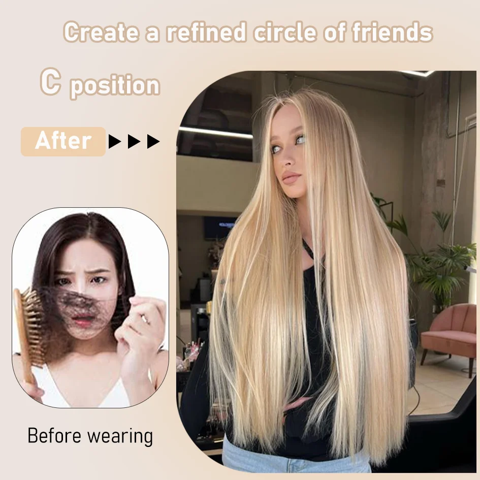 Synthetic wig linen long straight hair with bangs long curly hair ponytail extensions dirty braids Halloween Christmas gifts thumbnail 5