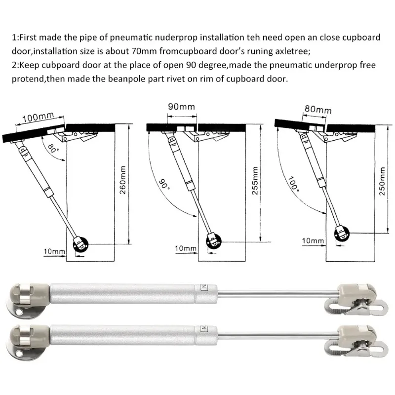2Pcs 20/60/100N/150N Furniture Hinge Kitchen Cabinet Door Lift Pneumatic Support Hydraulic Gas Spring Stay thumbnail 3