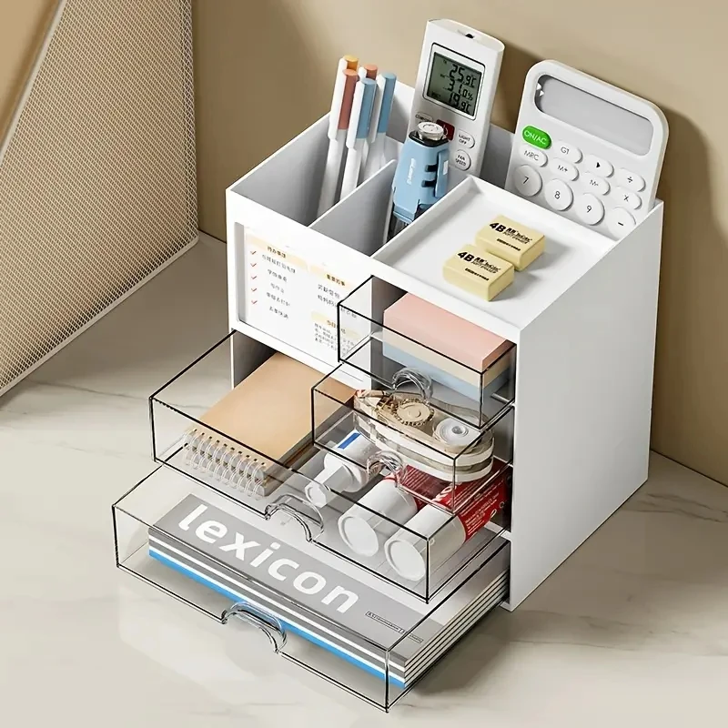 Desktop Combination Drawer Storage Box Desk Organizer Pen Holder Stationery Drawers Accessories Office School Supplies thumbnail 2