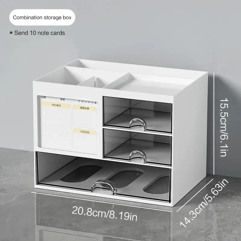 Desktop Combination Drawer Storage Box Desk Organizer Pen Holder Stationery Drawers Accessories Office School Supplies thumbnail 5
