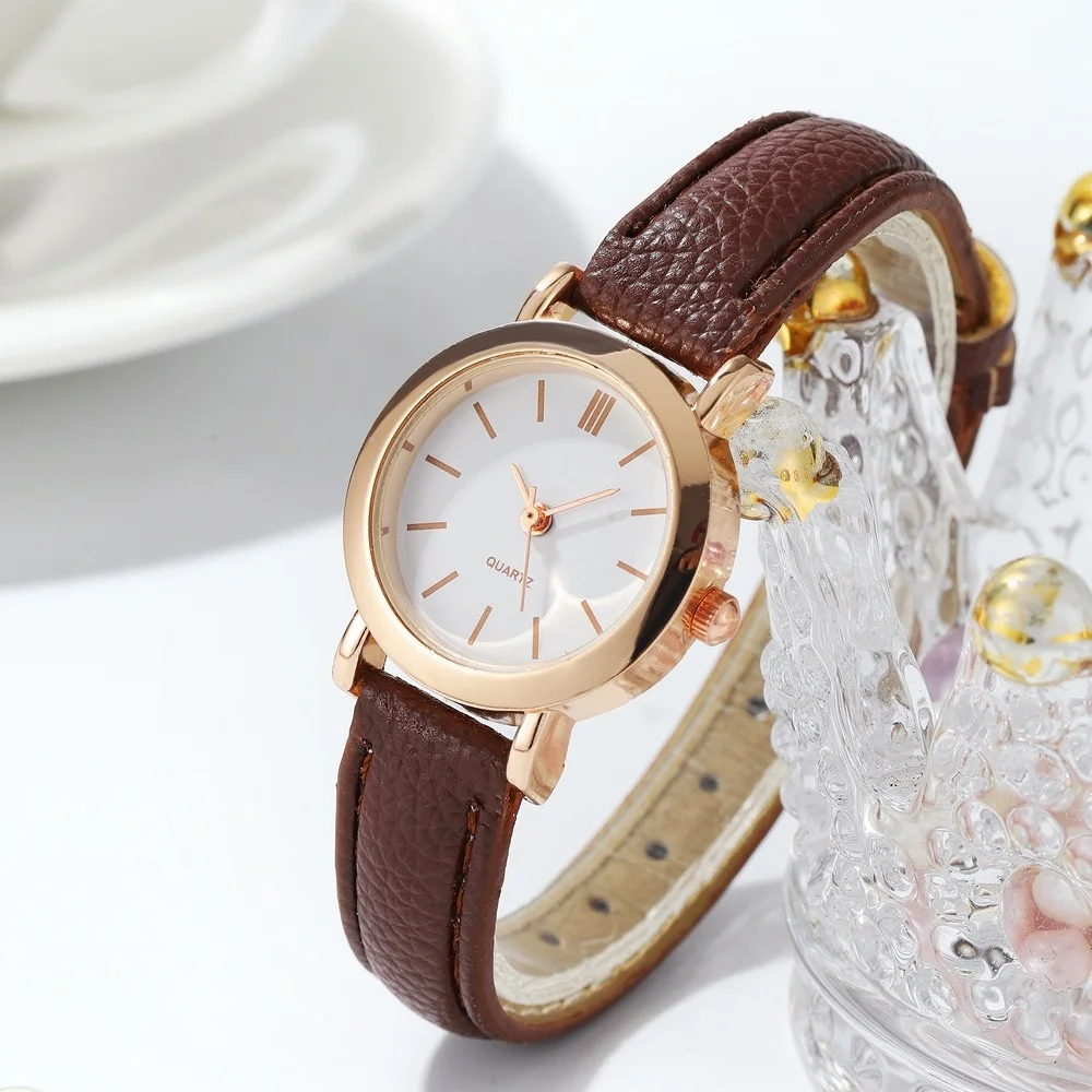 Women's Watch Fashion Small Arabic Quartz Watches Leather Band Wristwatches thumbnail 2