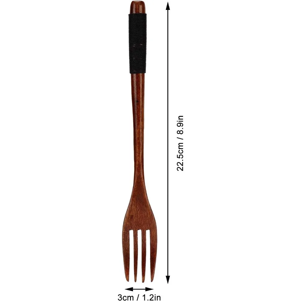Wooden Fork Bamboo Kitchen Cooking Utensil Tool For Dessert Salad Fork Household Gift Japanese Dinner Flatware for 1pcs/1set thumbnail 3