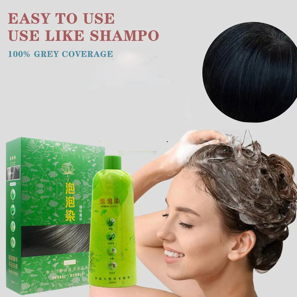 Brimless Shampoo 3 In 1 Black Hair Dye Coloring Shampoo Nourishes Long Lasting For Men Women Bubble Gray Hair Dye Shampoo 500ml thumbnail 2