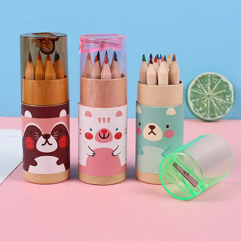 12Pcs/Box Cute Mini Color Pencils Creative Stationery Cute Bear Pencils For School Colored Pencils School Supplies thumbnail 2