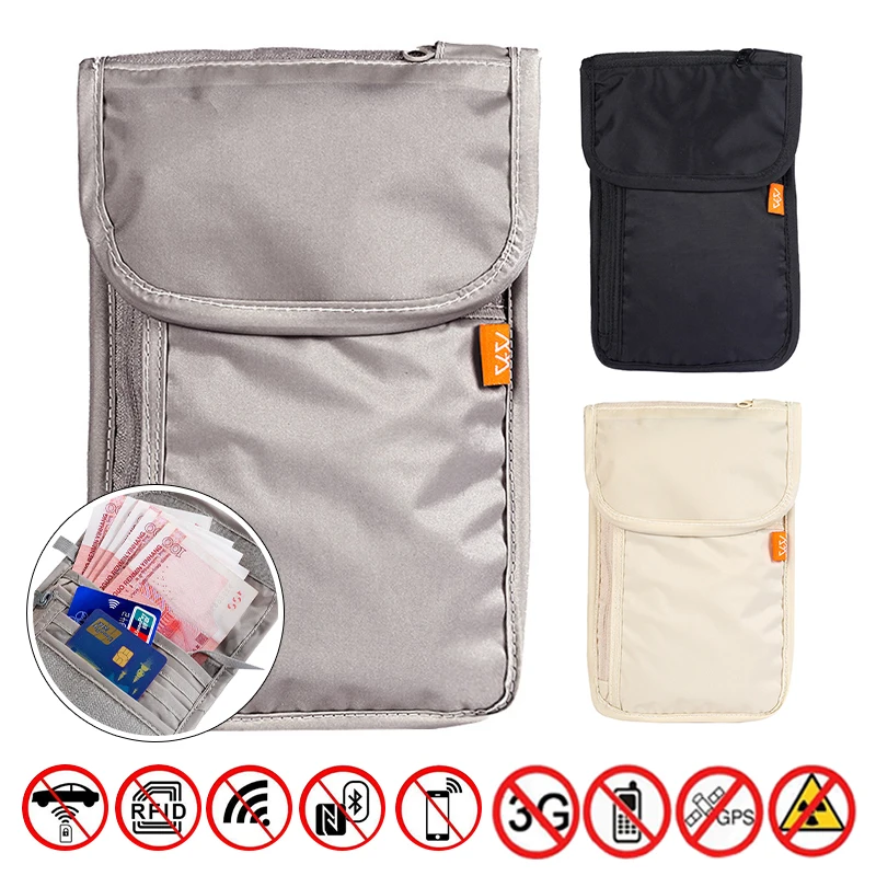 RFID Blocking Travel Bag Passport Holder Phone Wallet Card Organizer Storage Bag Multi-Pockets Anti-theft Pouch Faraday Bags thumbnail 3