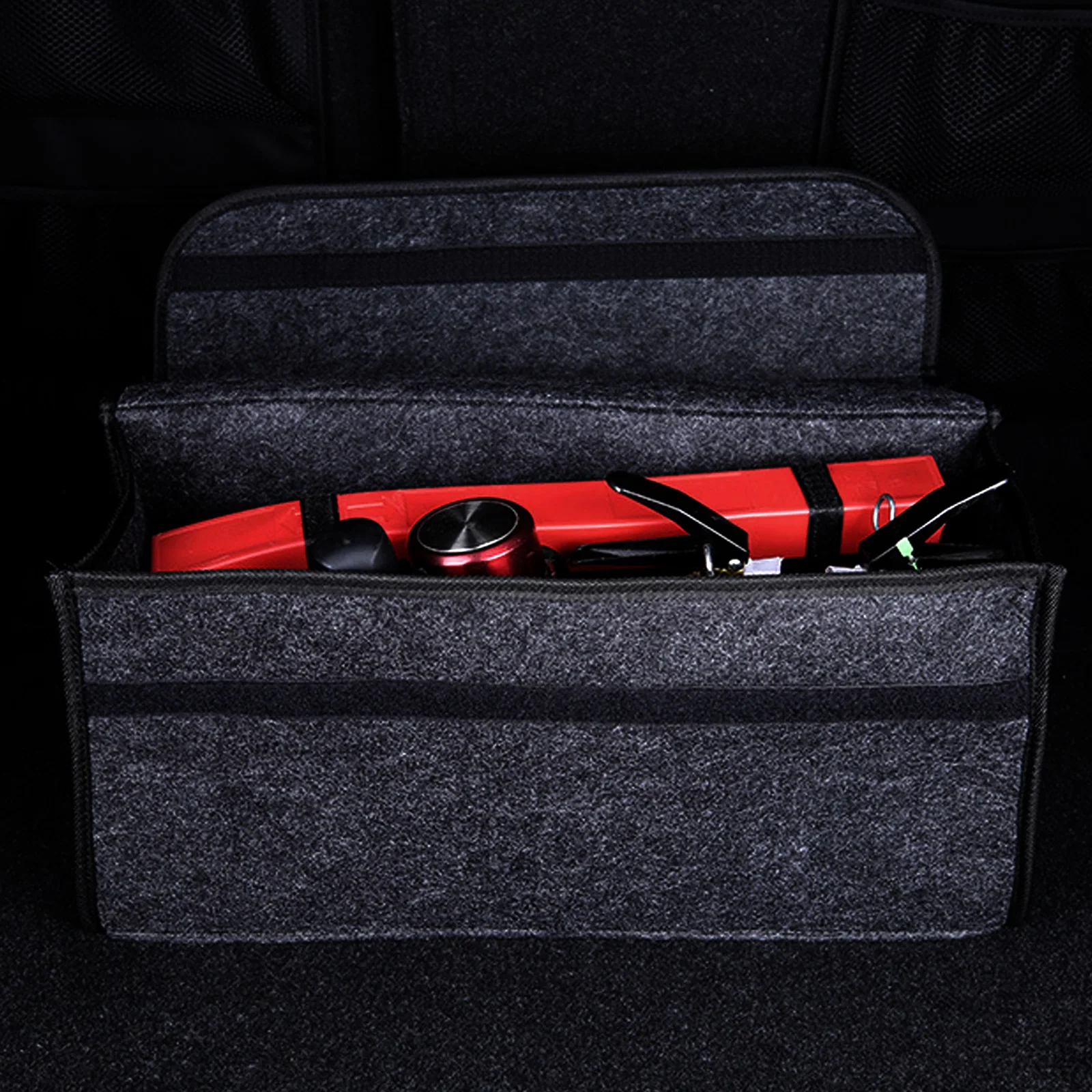Large Anti Slip Compartment Boot Storage Organizer Tool Car Storage Bag Car Trunk Organizer Soft Felt Storage Box Accessories thumbnail 5