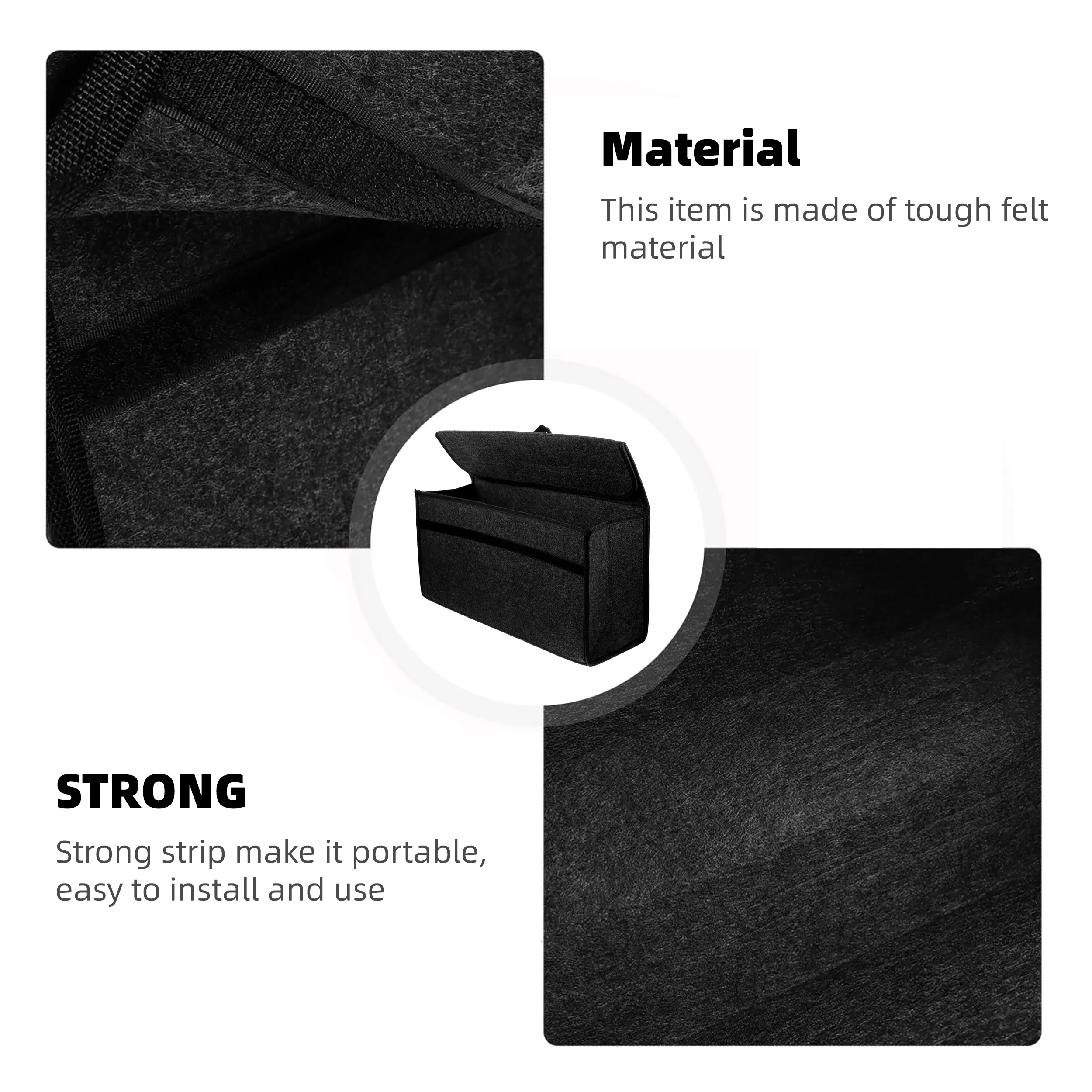 Large Anti Slip Compartment Boot Storage Organizer Tool Car Storage Bag Car Trunk Organizer Soft Felt Storage Box Accessories thumbnail 2