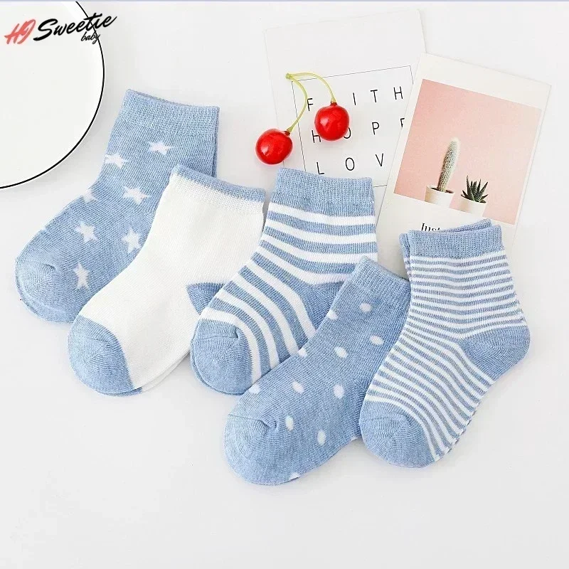 5Pairs Baby Socks Newborn Baby Boy Socks 0-1-3-7Y Kids Pure Cotton Animal Design Fadeless Soft Children's Socks for Girls thumbnail 2