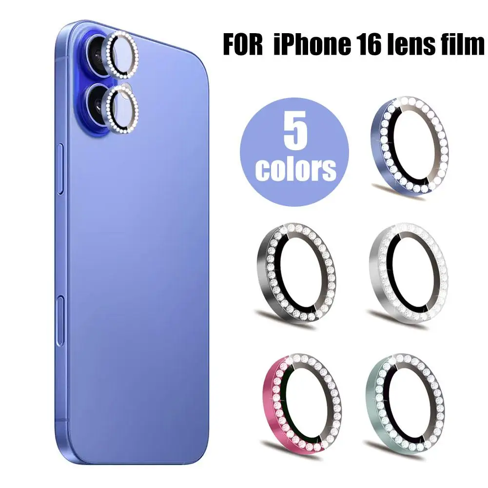 For Iphone16/16plus Luxury Diamond Camera Protector Lens Glass Film Metal Tempered Lens R1e4 thumbnail 2