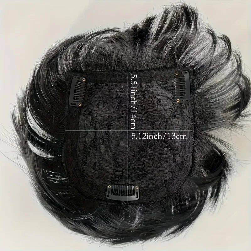 Men's fashion synthetic fiber wig short hair sales on top of the hair block to cover white hair Mediterranean bald hair patch thumbnail 6