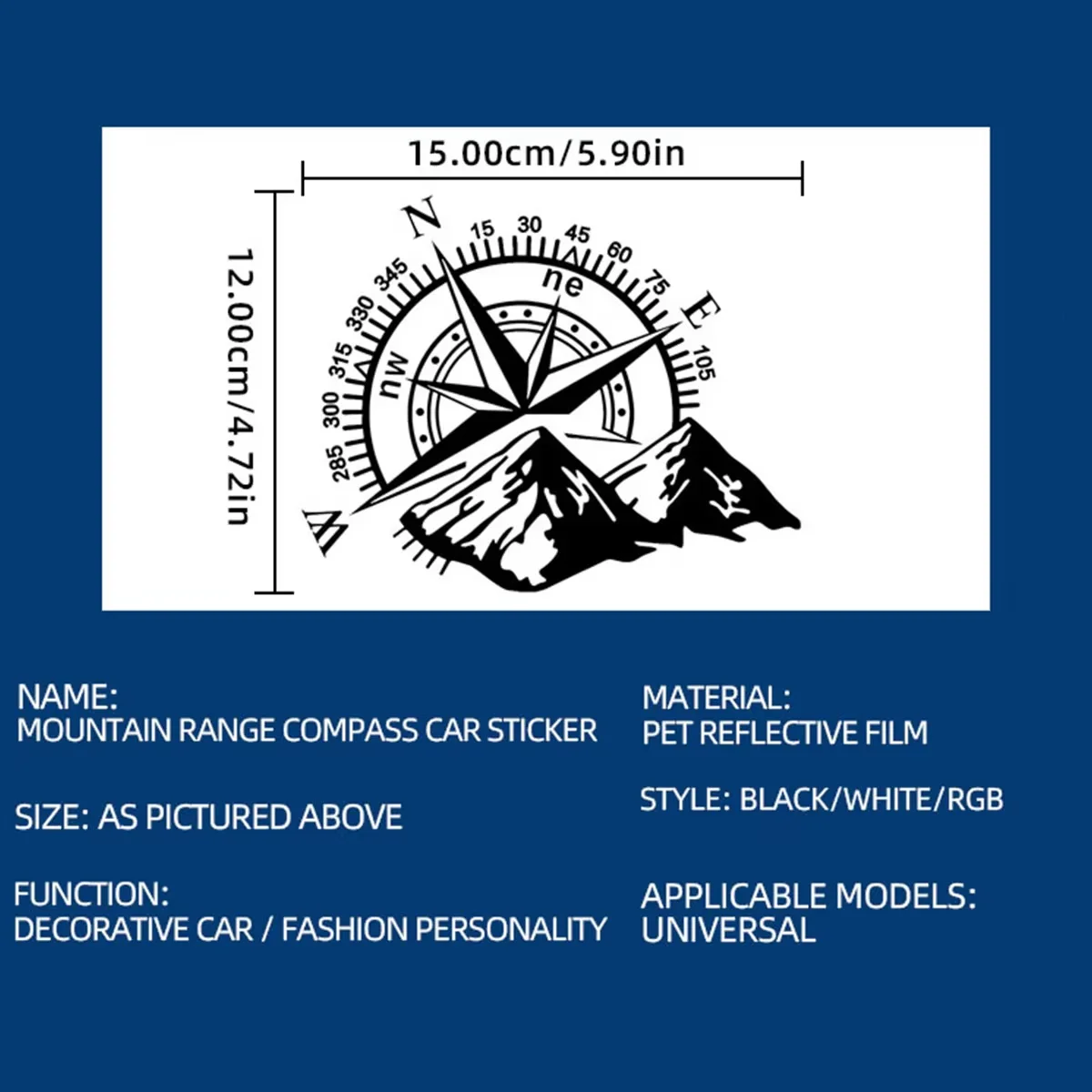 1pcs Motorcycle Sticker Decal For Truck Moto Club Body Decor Stickers Auto Decal Camper Mountain Compass Camper Car Accessories thumbnail 3