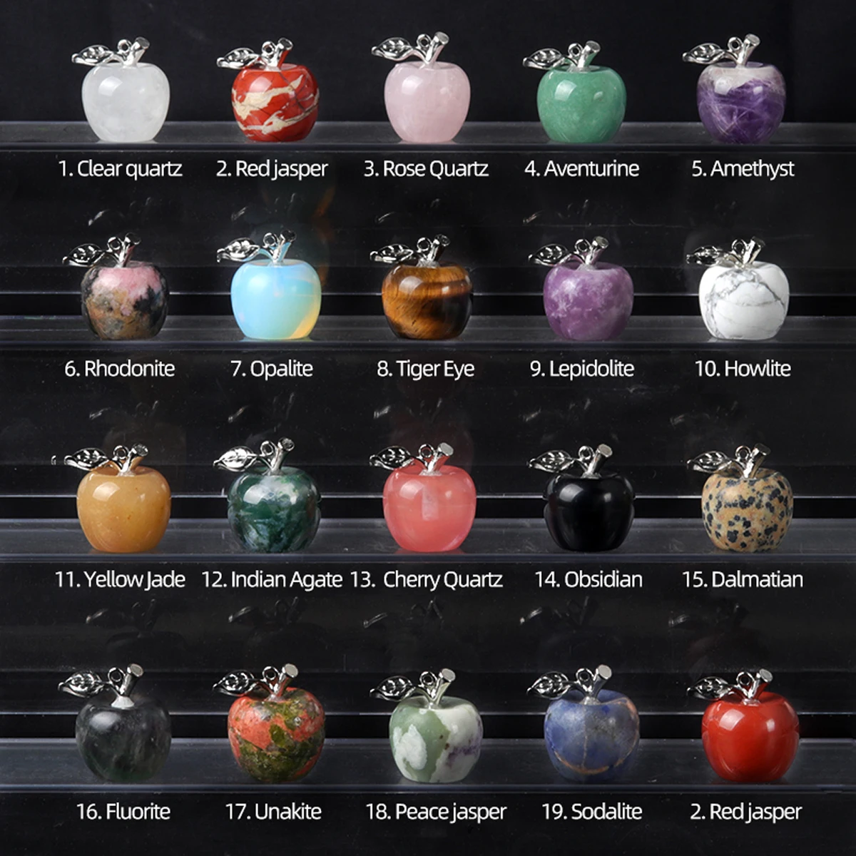 1pc 16x20mm Natural Stone Crystal Pendant Halloween Apple Shape charms for Jewelry Making DIY Necklace Accessories Holiday Gifts thumbnail 3