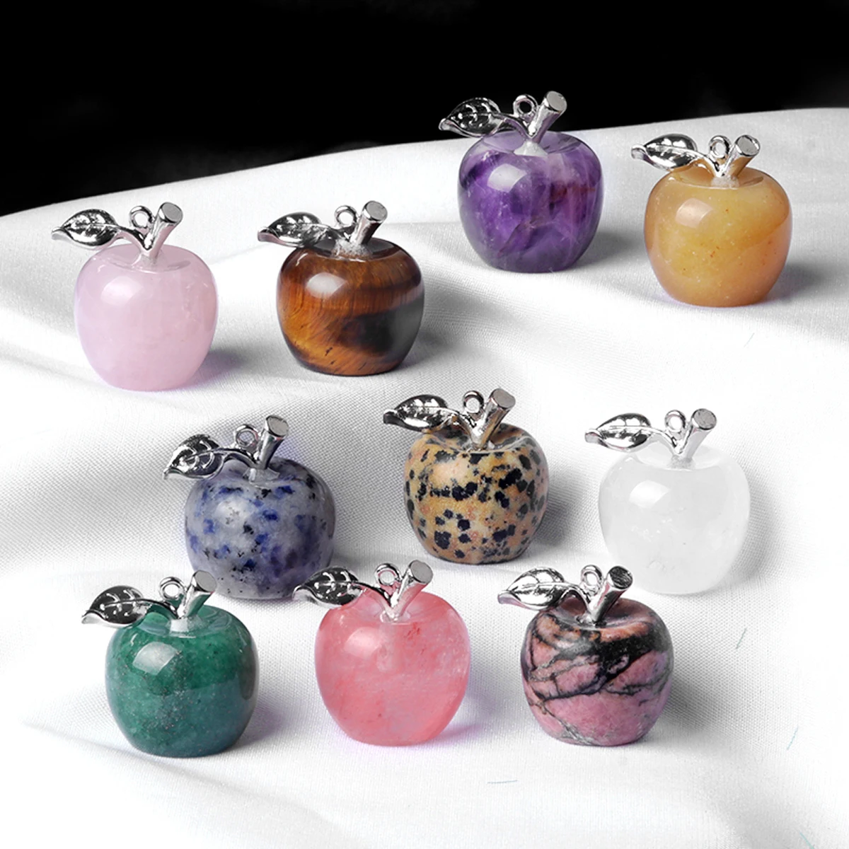 1pc 16x20mm Natural Stone Crystal Pendant Halloween Apple Shape charms for Jewelry Making DIY Necklace Accessories Holiday Gifts