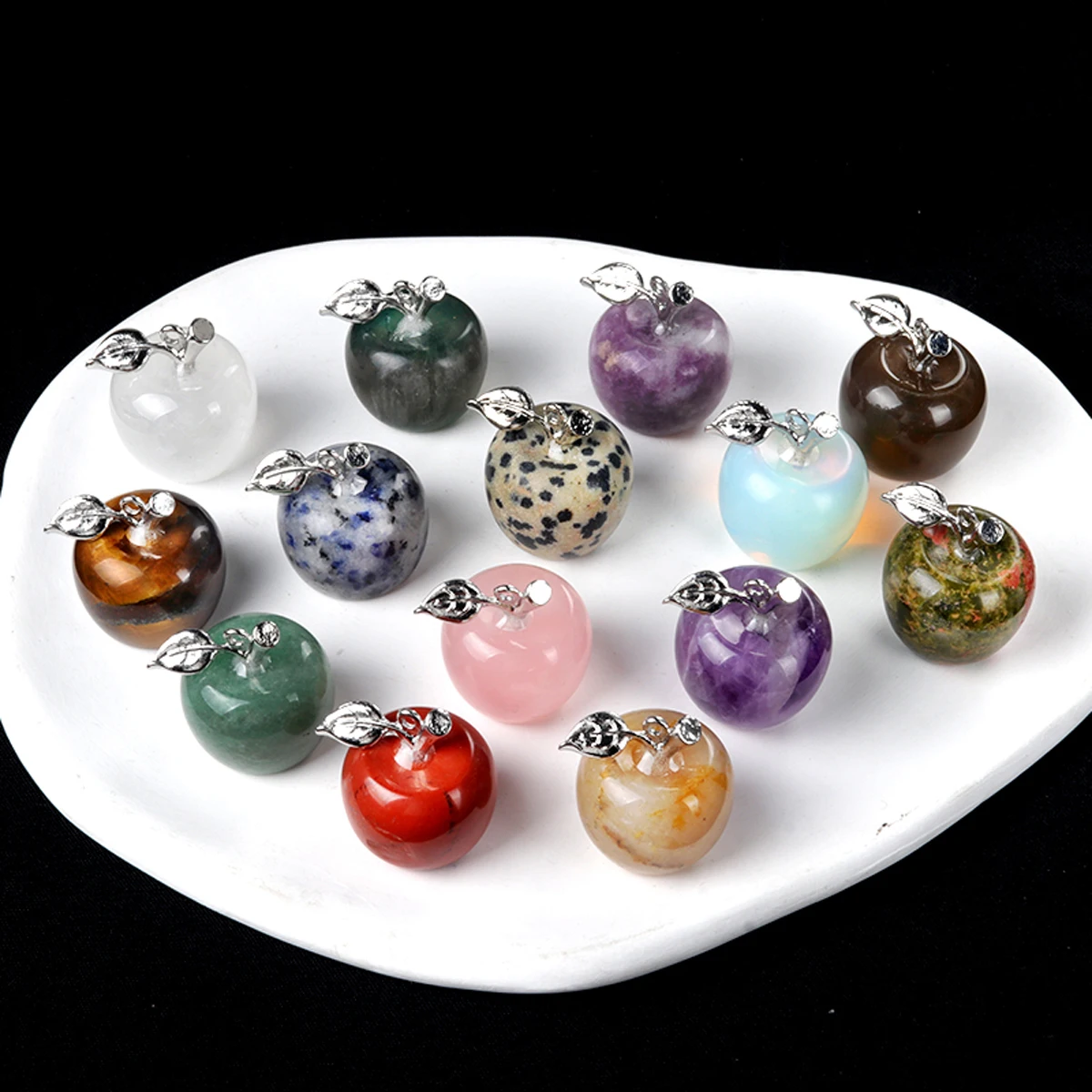 1pc 16x20mm Natural Stone Crystal Pendant Halloween Apple Shape charms for Jewelry Making DIY Necklace Accessories Holiday Gifts thumbnail 4