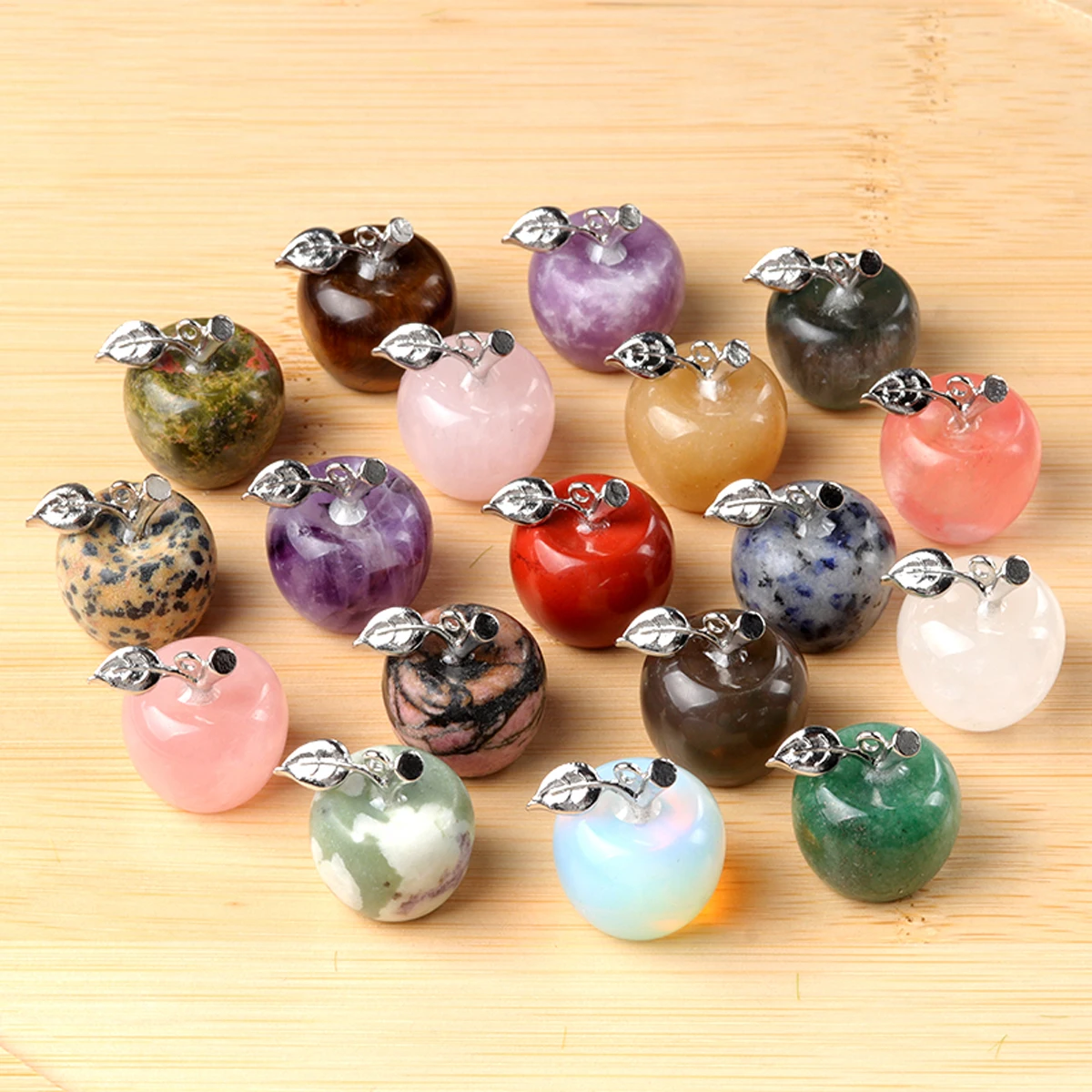 1pc 16x20mm Natural Stone Crystal Pendant Halloween Apple Shape charms for Jewelry Making DIY Necklace Accessories Holiday Gifts thumbnail 6