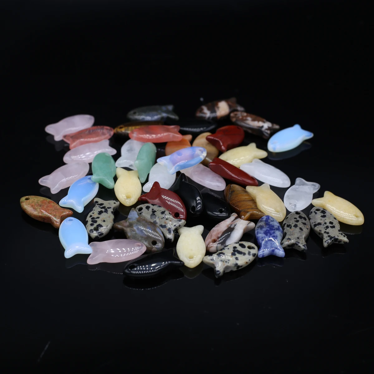 Random Color 2pcs Natural Stone Pendant Cute Animal Fish Shape Crystal Charms for Jewelry Making DIY Necklace Earrings Accessory thumbnail 4