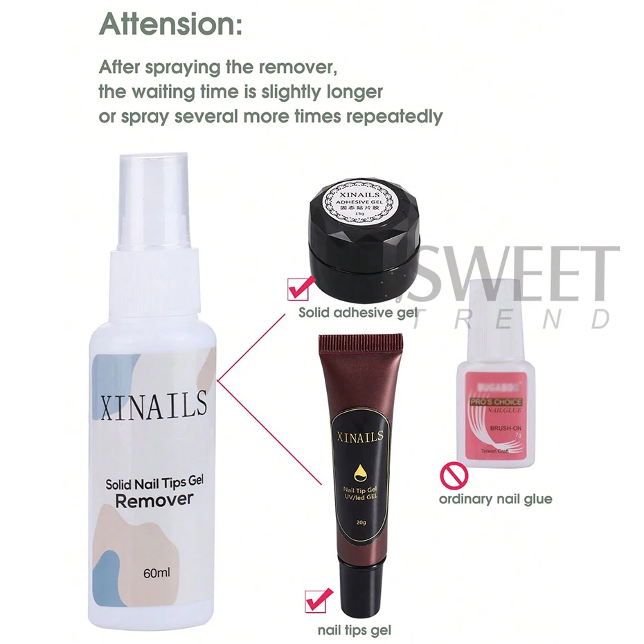 60ml Nail Tips Adhesives Gel Remover Liquids Easy To Soften Remover Press On Nails Gel Remover False Pro Nails Tip Remover Tools thumbnail 3