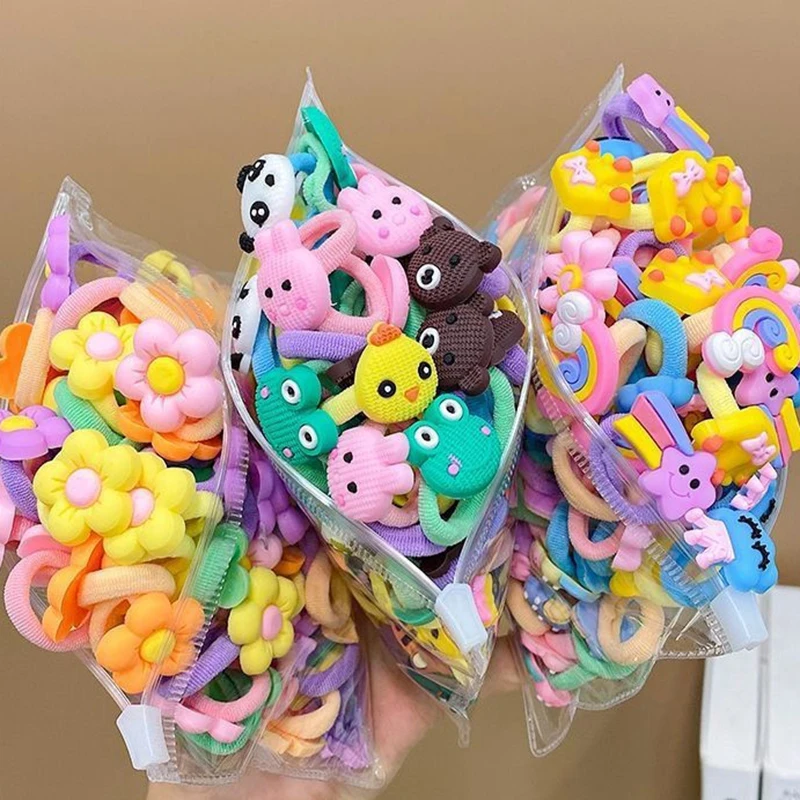 10/20Pcs/Set Cute Cartoon Rubber Elastic Hair Bands Girls Not Hurt Hair Small Scrunchie Kids Sweet Hair Ties Hair Accessories thumbnail 2