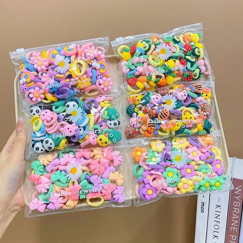 10/20Pcs/Set Cute Cartoon Rubber Elastic Hair Bands Girls Not Hurt Hair Small Scrunchie Kids Sweet Hair Ties Hair Accessories thumbnail 3