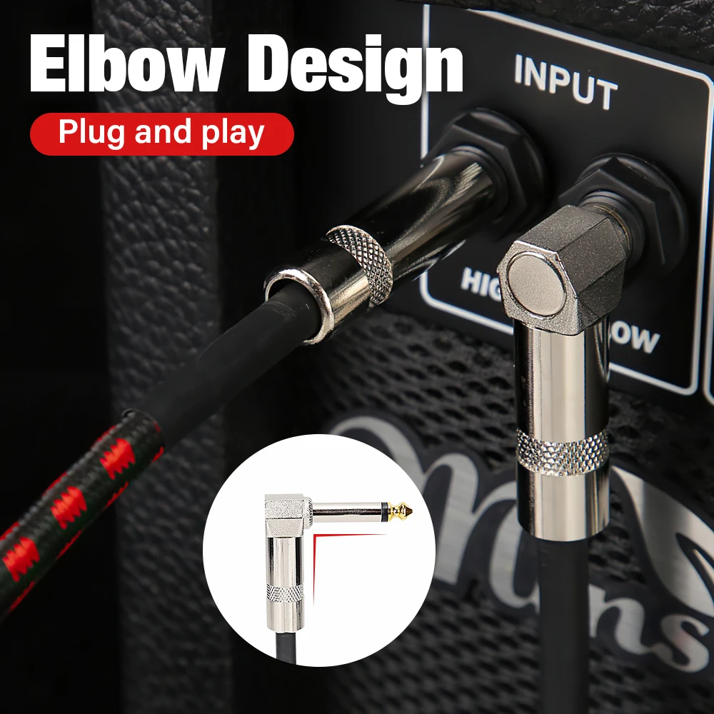 6.35mm To 6.35 mm 90 Degree Elbow Jack Cable For Electronic Organ Guitar Bass Drum 0.5/1/3/6 Meter Long Cord 6.5mm TS Audio Wire thumbnail 4
