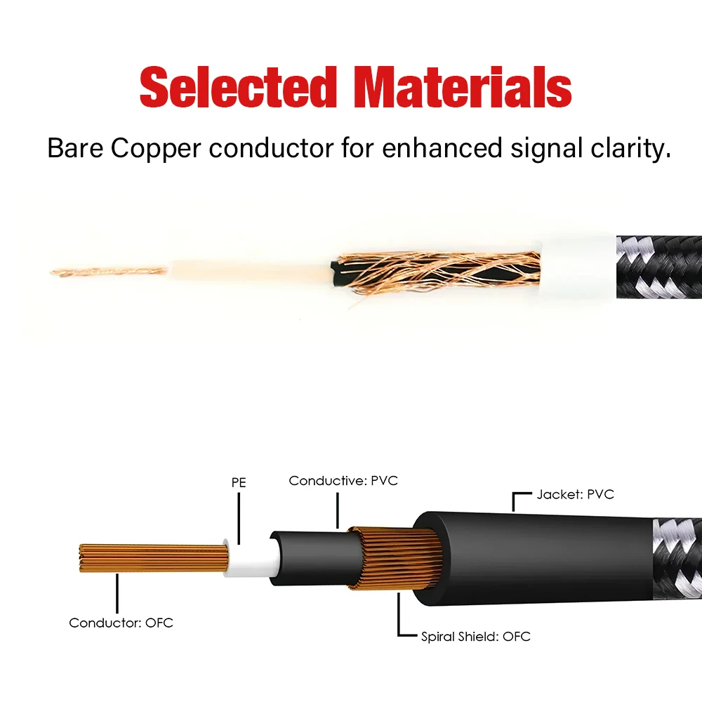 6.35mm To 6.35 mm 90 Degree Elbow Jack Cable For Electronic Organ Guitar Bass Drum 0.5/1/3/6 Meter Long Cord 6.5mm TS Audio Wire thumbnail 5