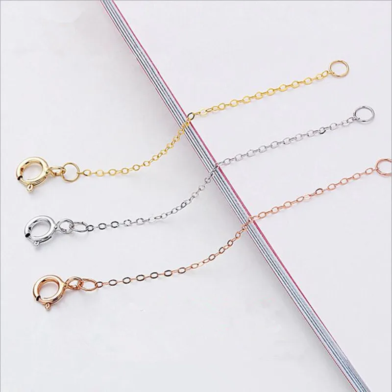 2Pcs 3/5/8cm 925 Sterling Silver Extended Chain Bulk Necklace Extension Chain Bracelet Chains Connectors For DIY Jewelry Making