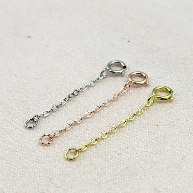 2Pcs 3/5/8cm 925 Sterling Silver Extended Chain Bulk Necklace Extension Chain Bracelet Chains Connectors For DIY Jewelry Making thumbnail 2