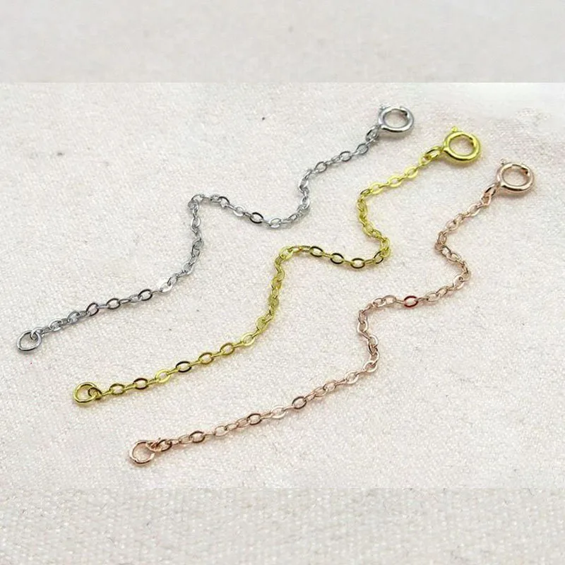 2Pcs 3/5/8cm 925 Sterling Silver Extended Chain Bulk Necklace Extension Chain Bracelet Chains Connectors For DIY Jewelry Making thumbnail 5